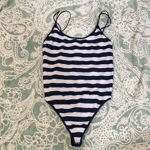 Bluenotes Blue and White Striped Bodysuit